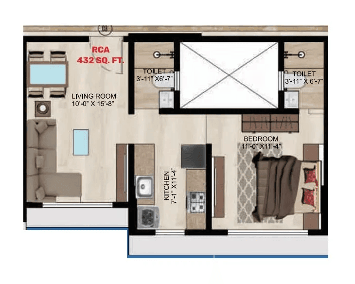 Unit plan - 432 sq.ft.