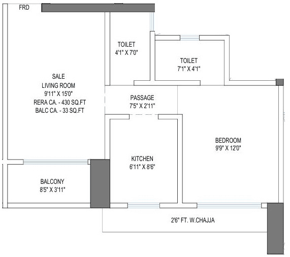 Unit plan - 463 sq.ft.