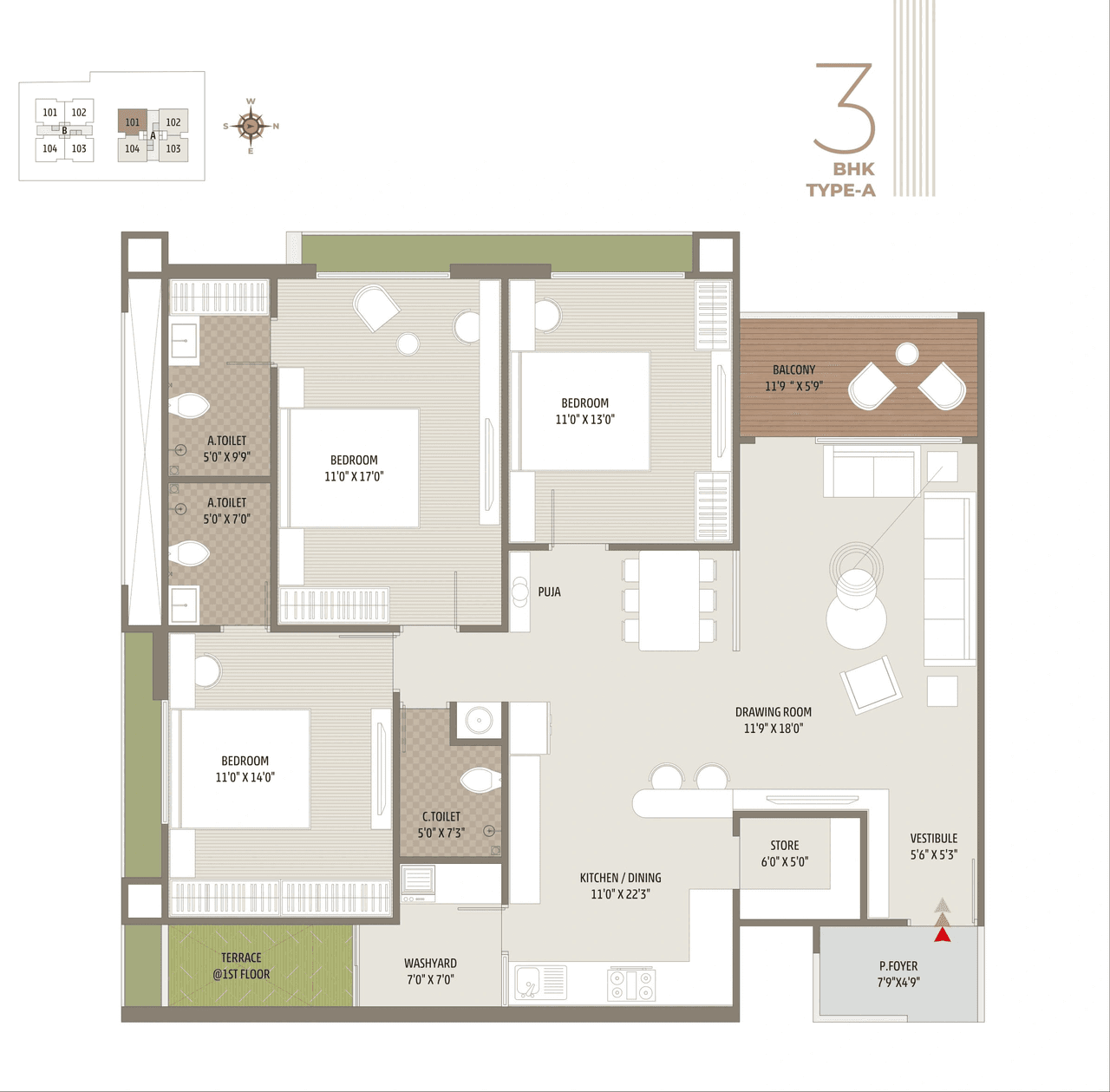 Unit plan - 1368 sq.ft.