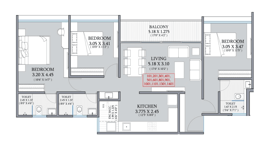 Unit plan - 1015 sq.ft.