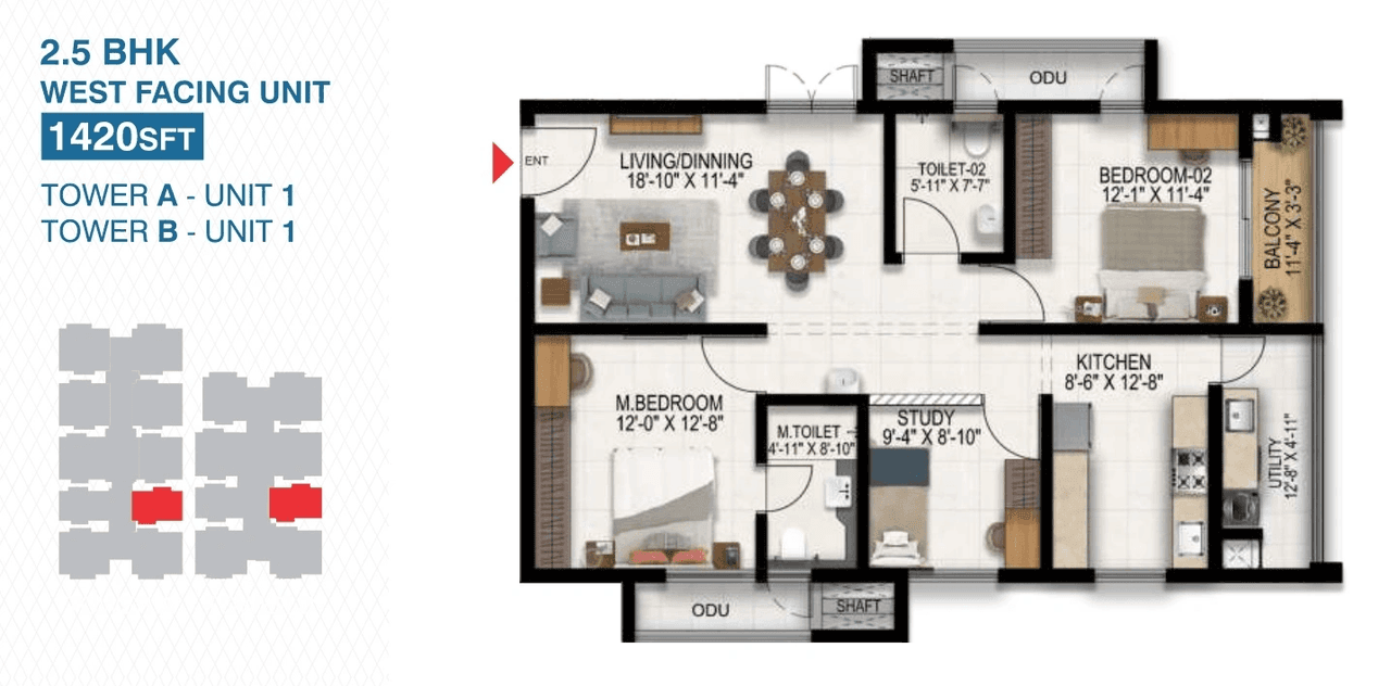 Unit plan - 1030 sq.ft.