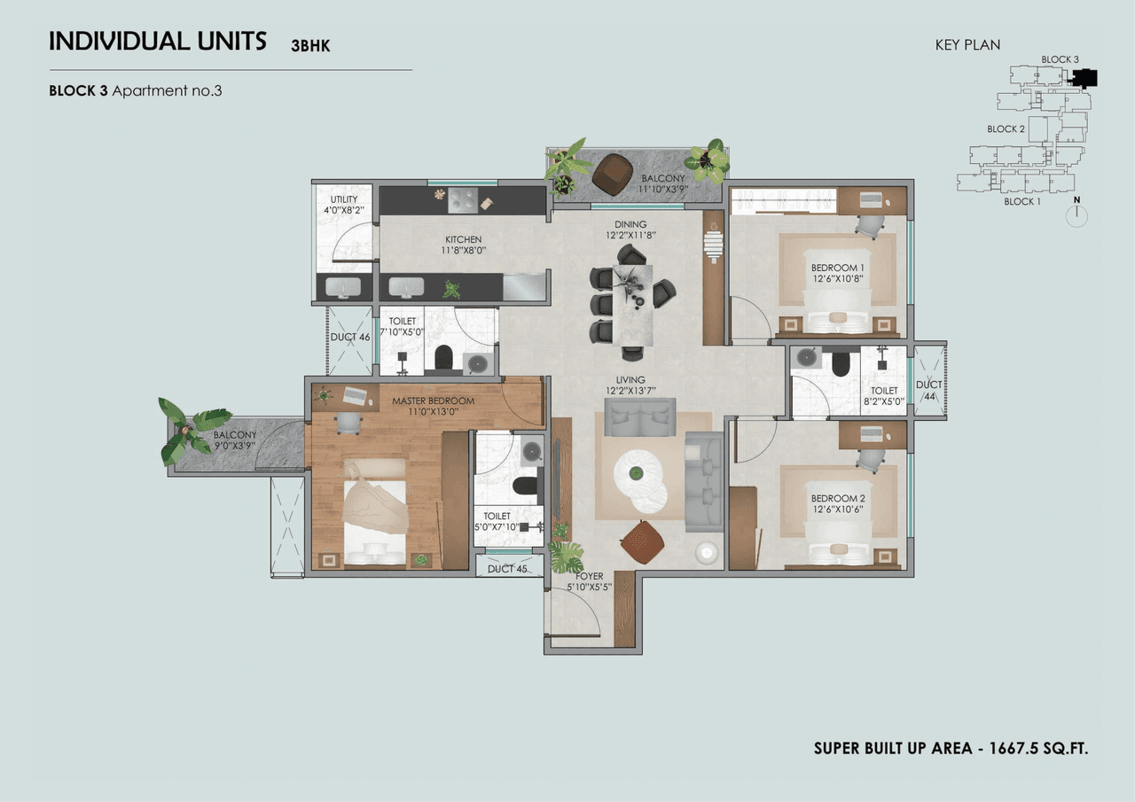Unit plan - 1057 sq.ft.