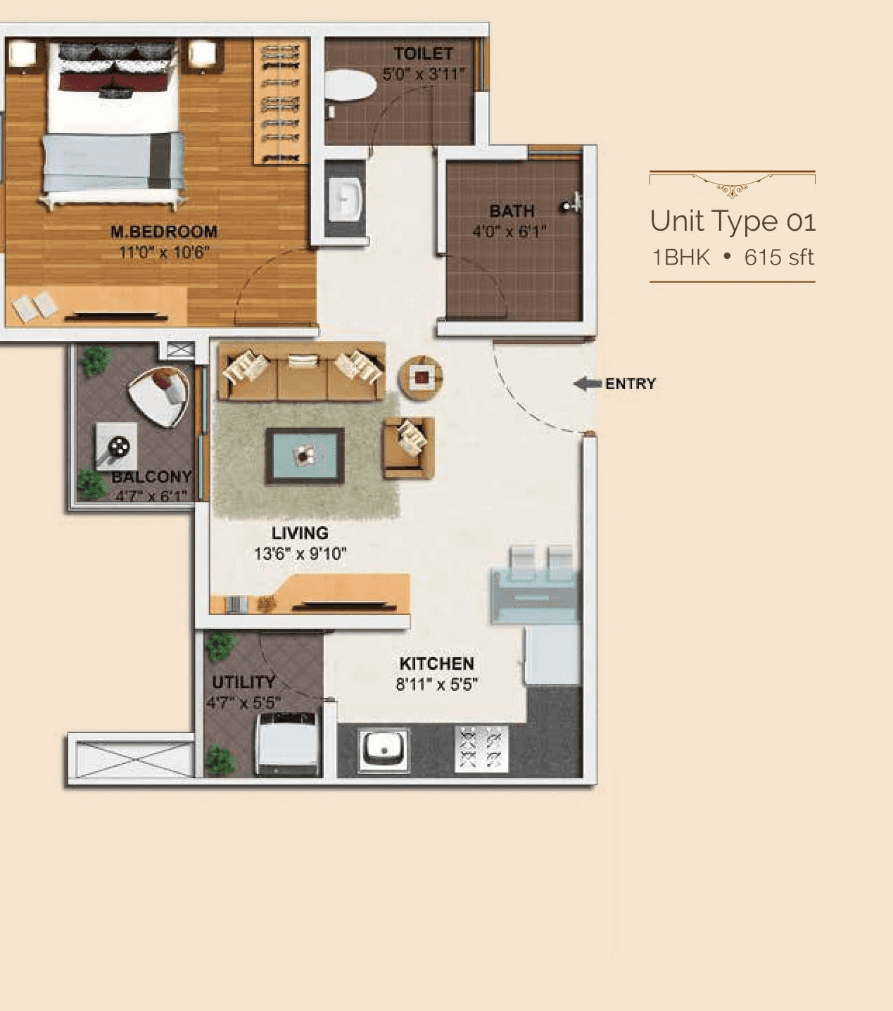 Unit plan - 461 sq.ft.