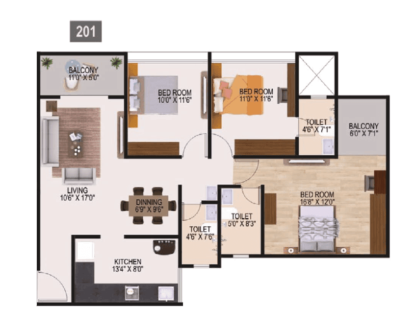 Unit plan - 1101 sq.ft.