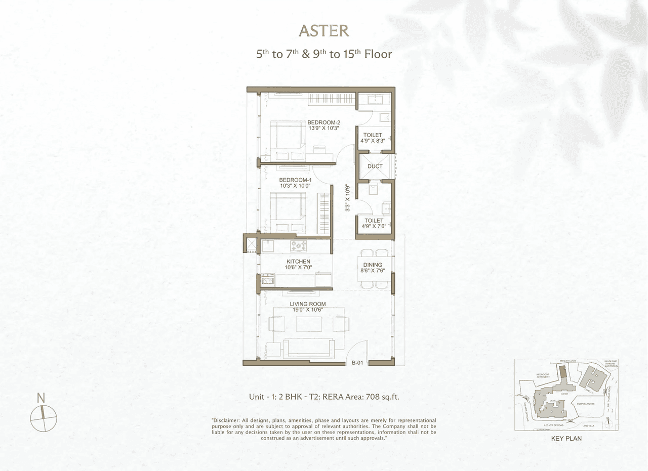 Unit plan - 708 sq.ft.