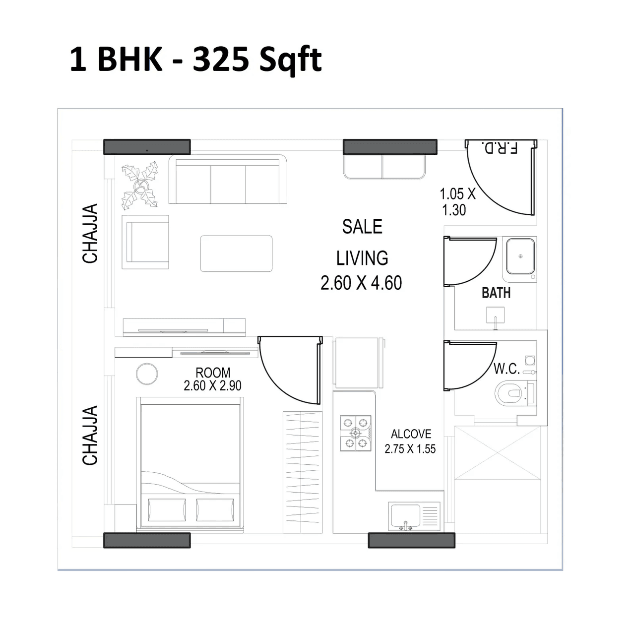 Unit plan - 325 sq.ft.