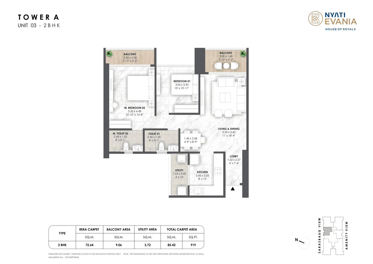 Unit plan - 919 sq.ft.