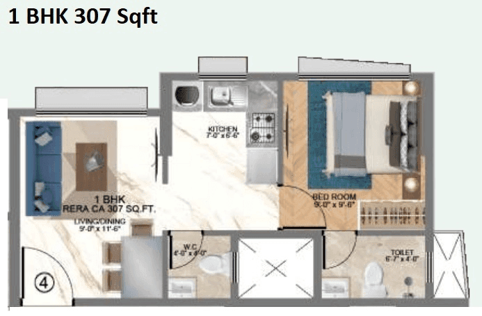 Unit plan - 307 sq.ft.