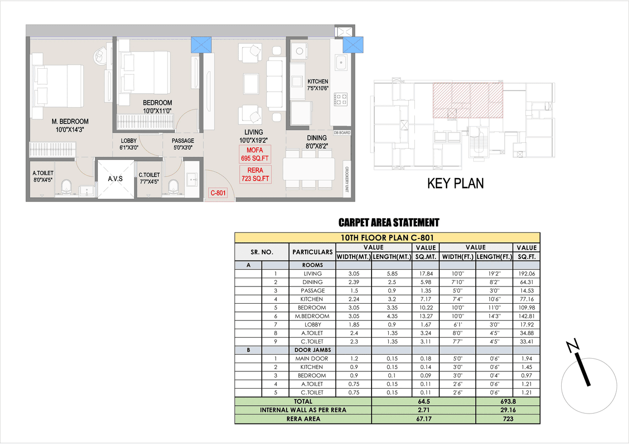 Unit plan - 723 sq.ft.