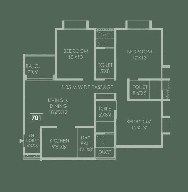 Unit plan - 1044 sq.ft.