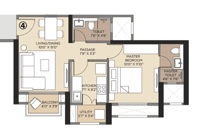 Unit plan - 492 sq.ft.