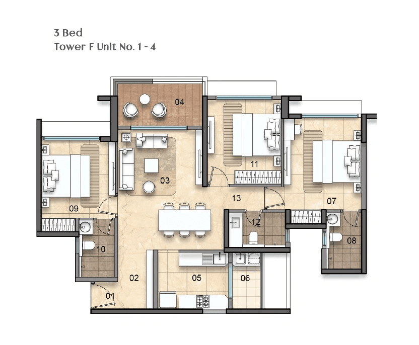 Unit plan - 1077 sq.ft.