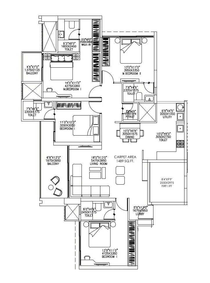 Unit plan - 1170 sq.ft.