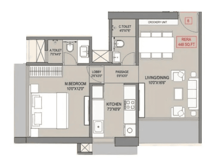 Unit plan - 448 sq.ft.