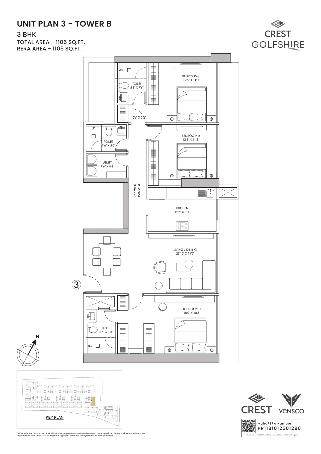 Unit plan - 1106 sq.ft.