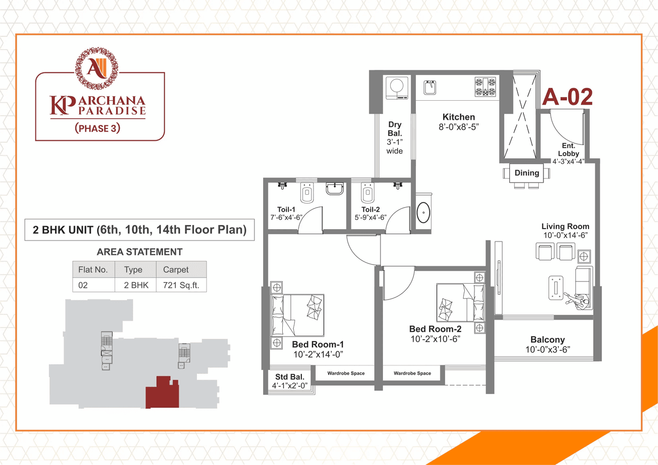 Unit plan - 721 sq.ft.