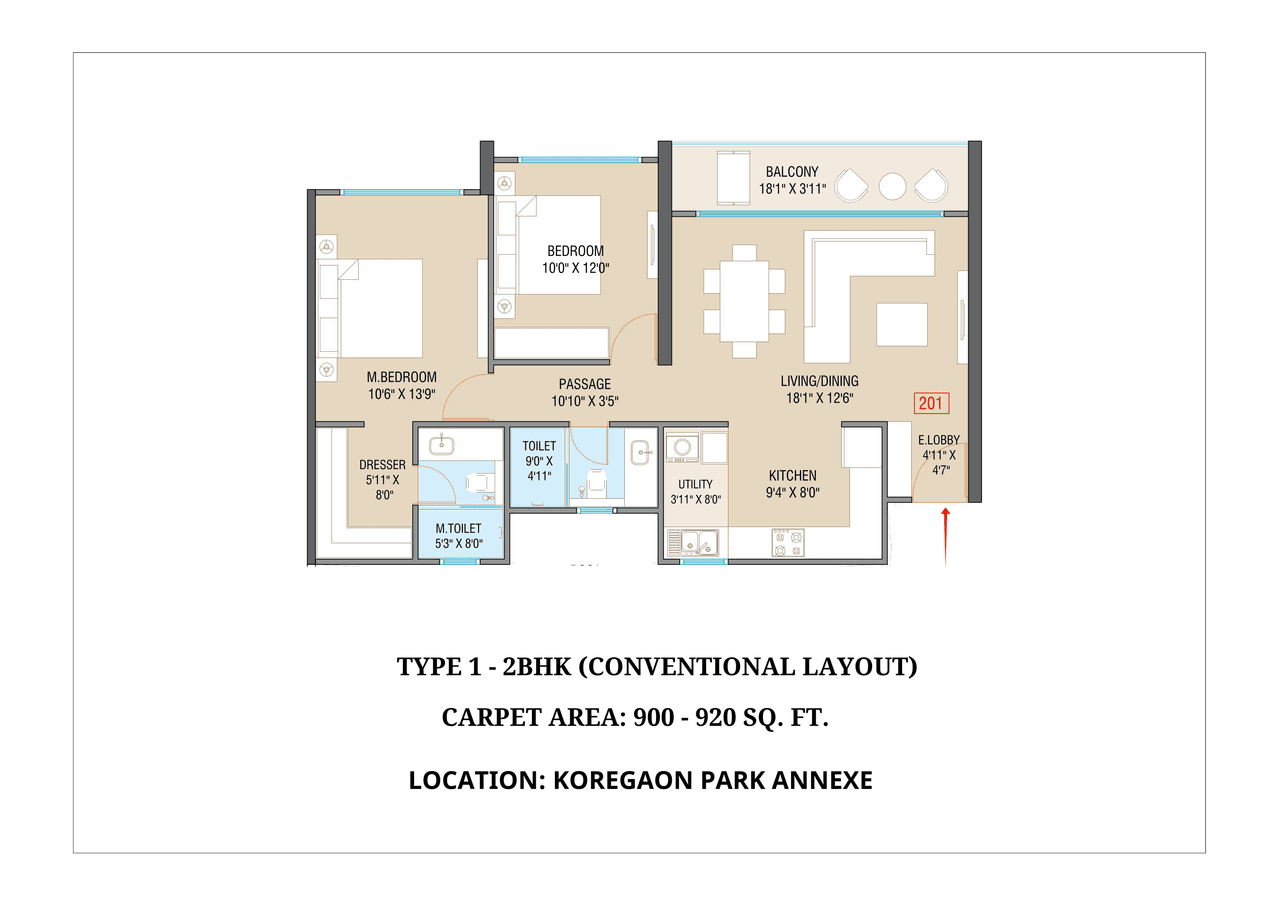 Unit plan - 900 sq.ft.