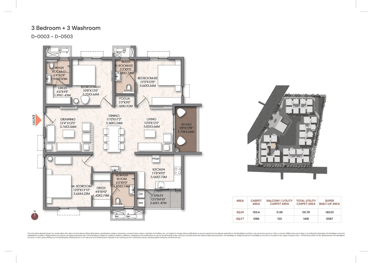 Unit plan - 1296 sq.ft.