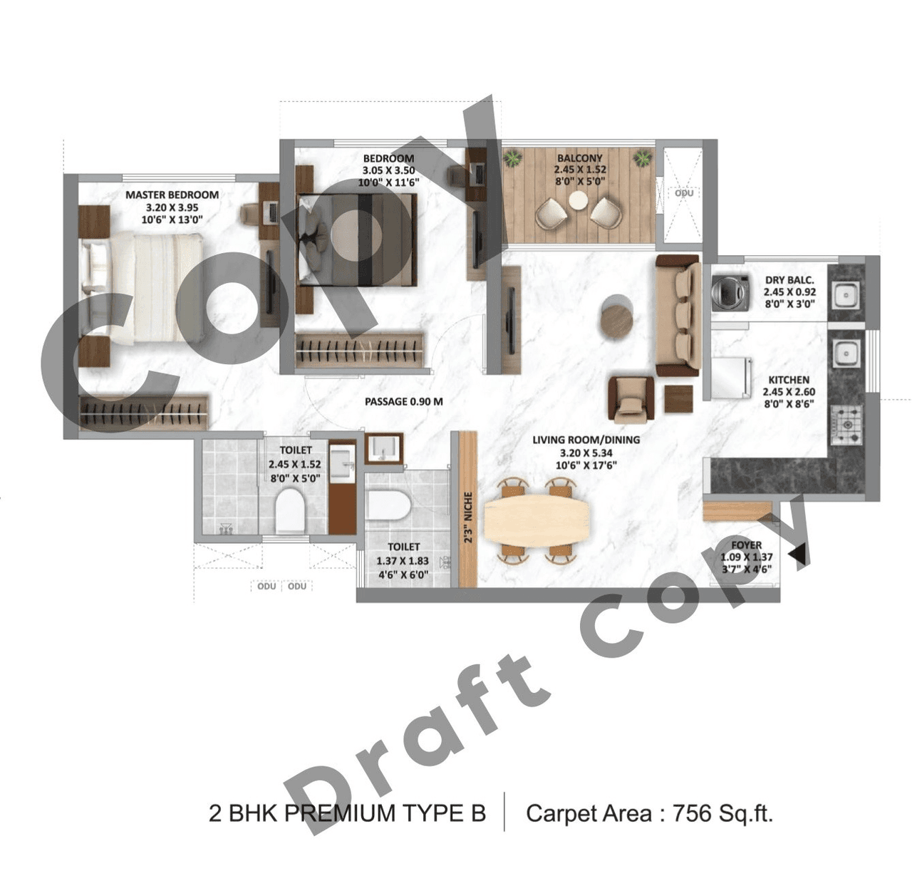 Unit plan - 756 sq.ft.