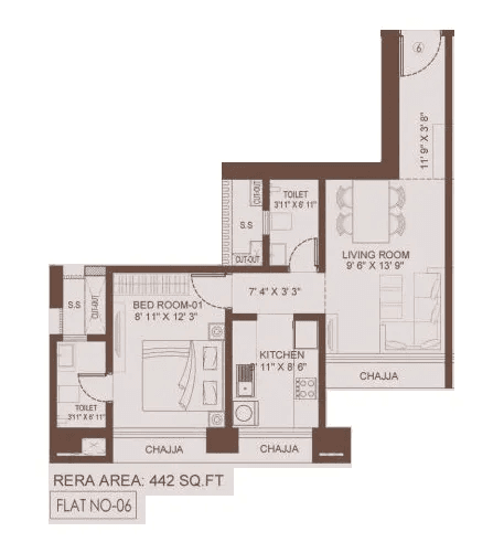 Unit plan - 442 sq.ft.