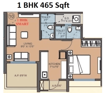 Unit plan - 465 sq.ft.