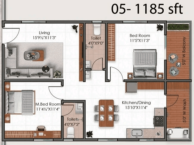Unit plan - 738 sq.ft.
