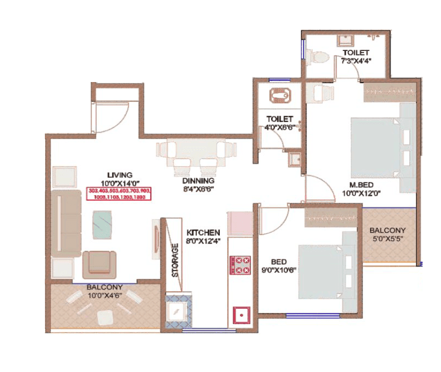 Unit plan - 709 sq.ft.