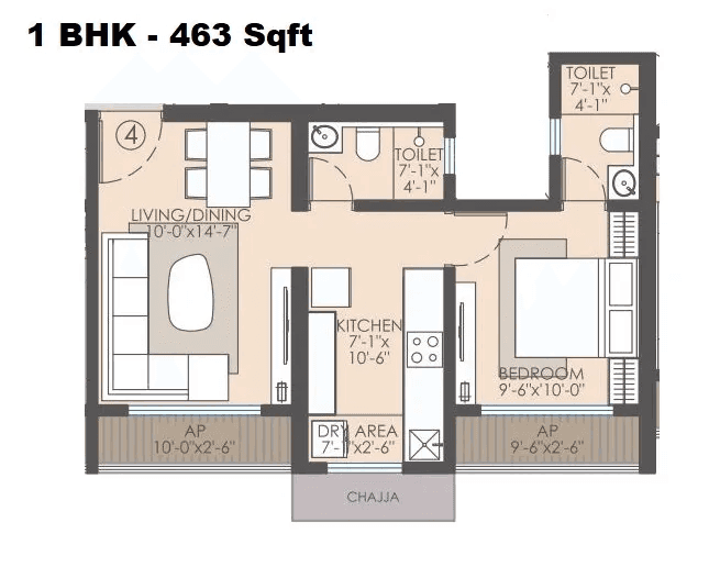 Unit plan - 463 sq.ft.