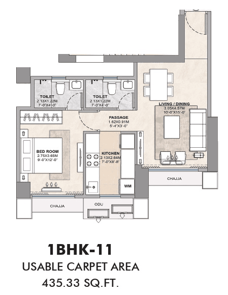 Unit plan - 435 sq.ft.