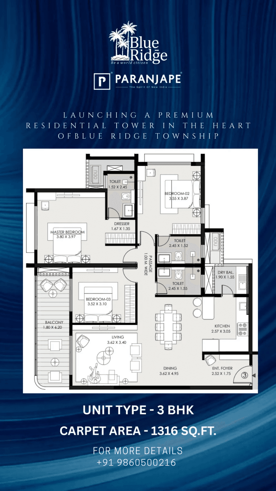Unit plan - 1316 sq.ft.