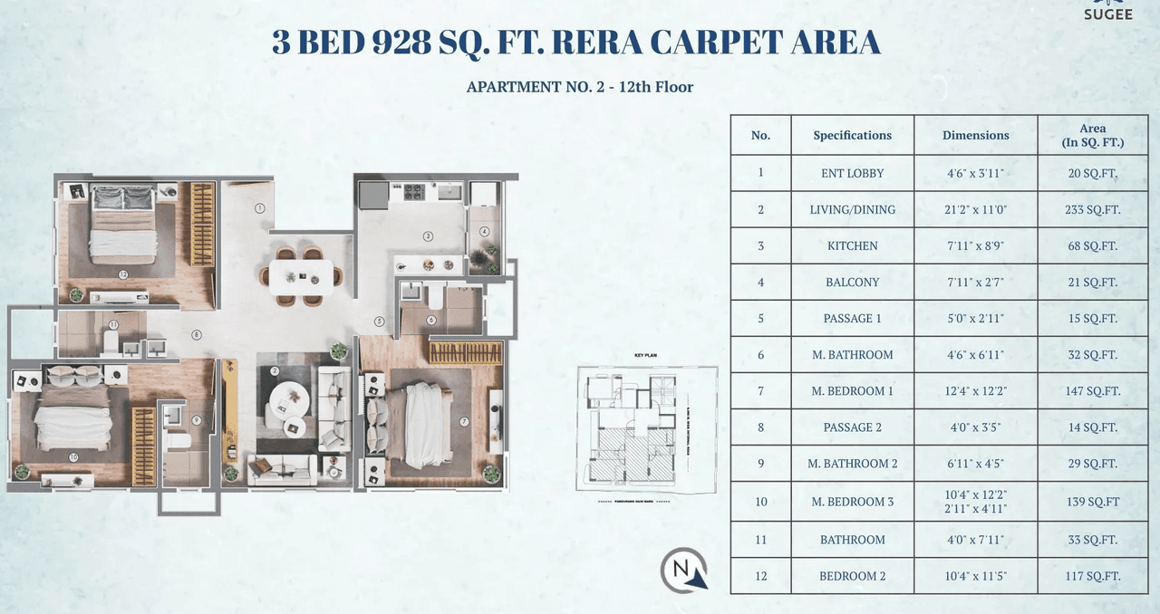 Unit plan - 928 sq.ft.