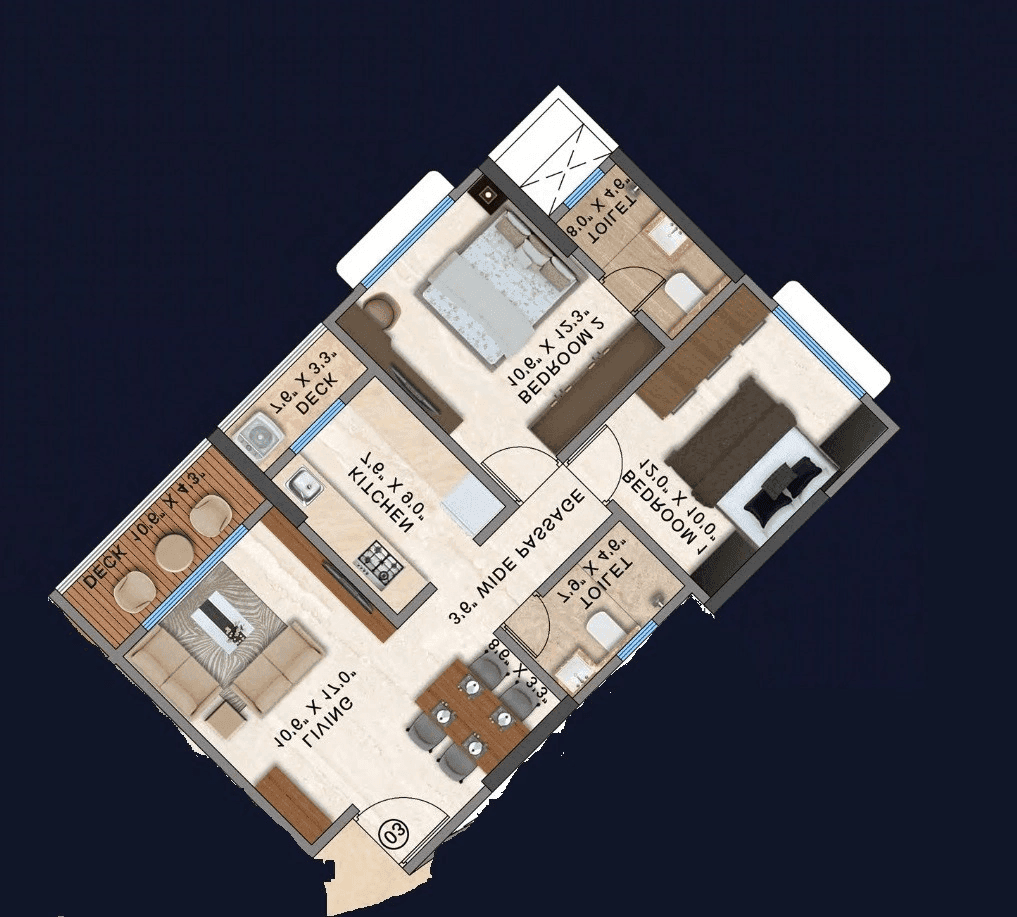 Unit plan - 715 sq.ft.