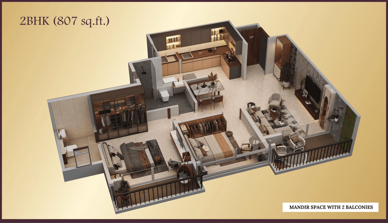Unit plan - 807 sq.ft.