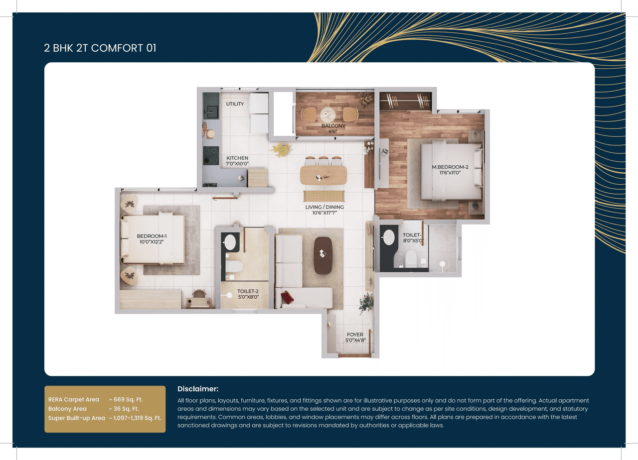 Unit plan - 669 sq.ft.