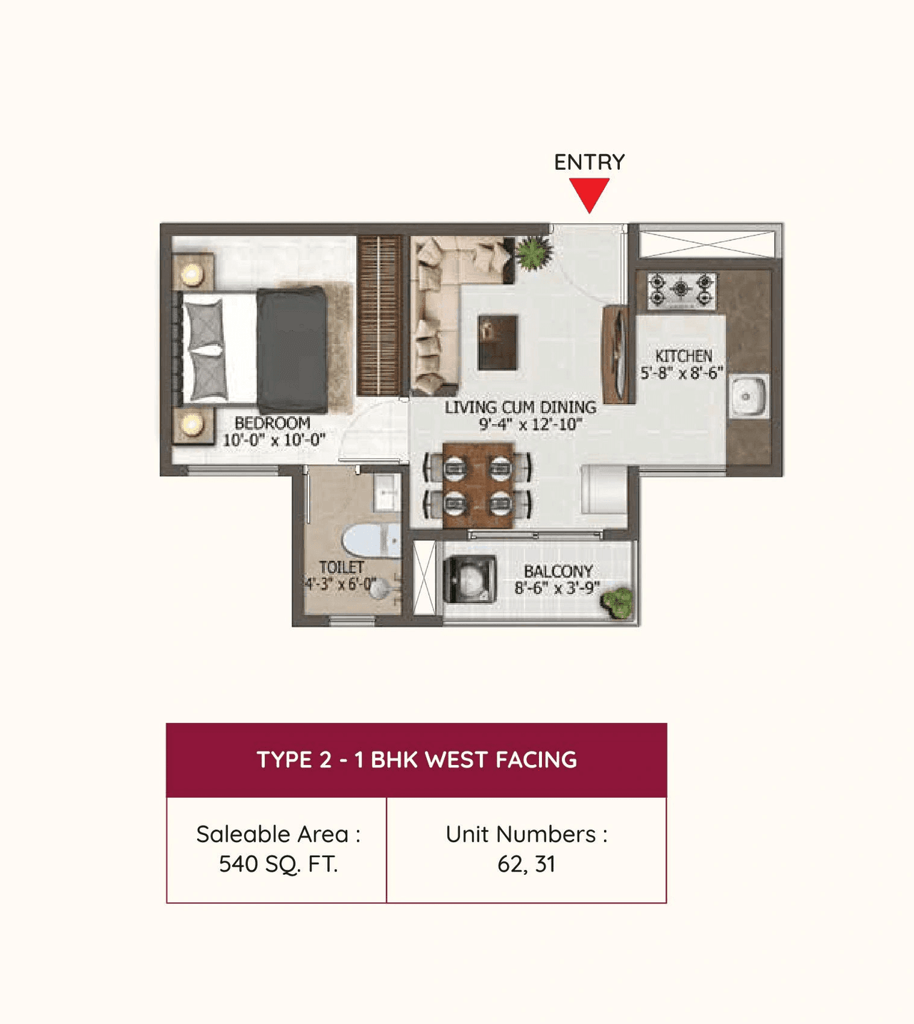 Unit plan - 351 sq.ft.