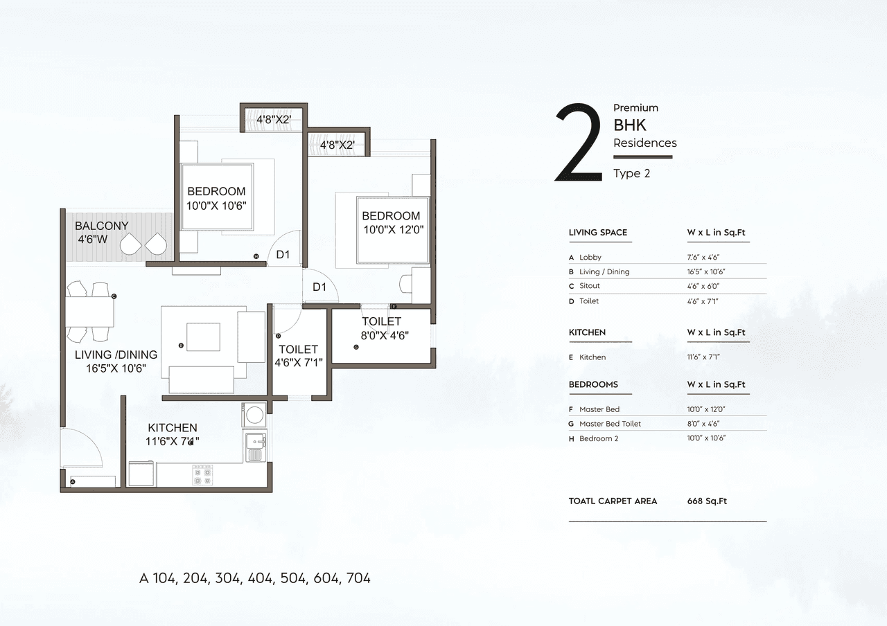 Unit plan - 668 sq.ft.