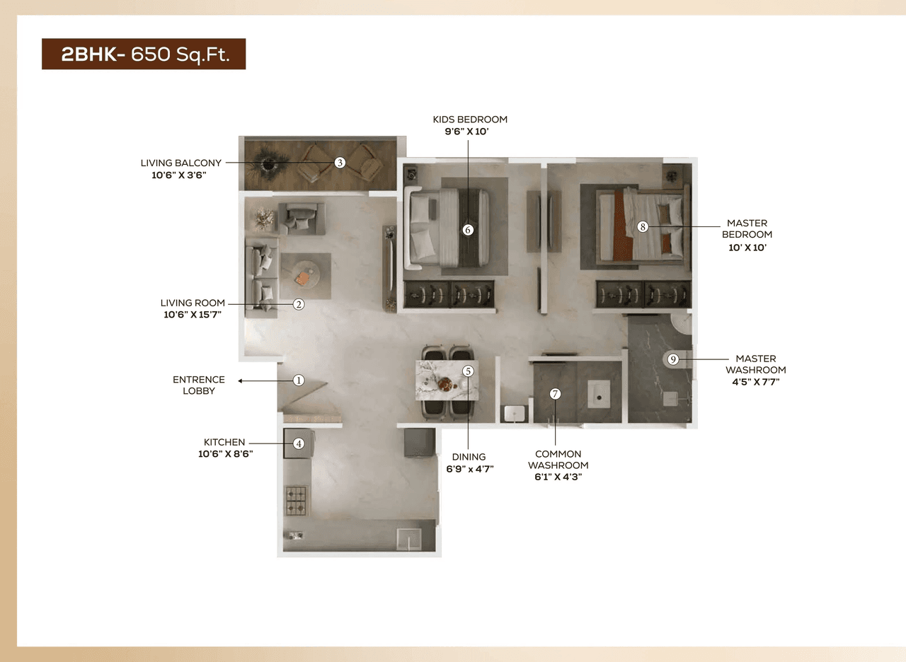Unit plan - 650 sq.ft.