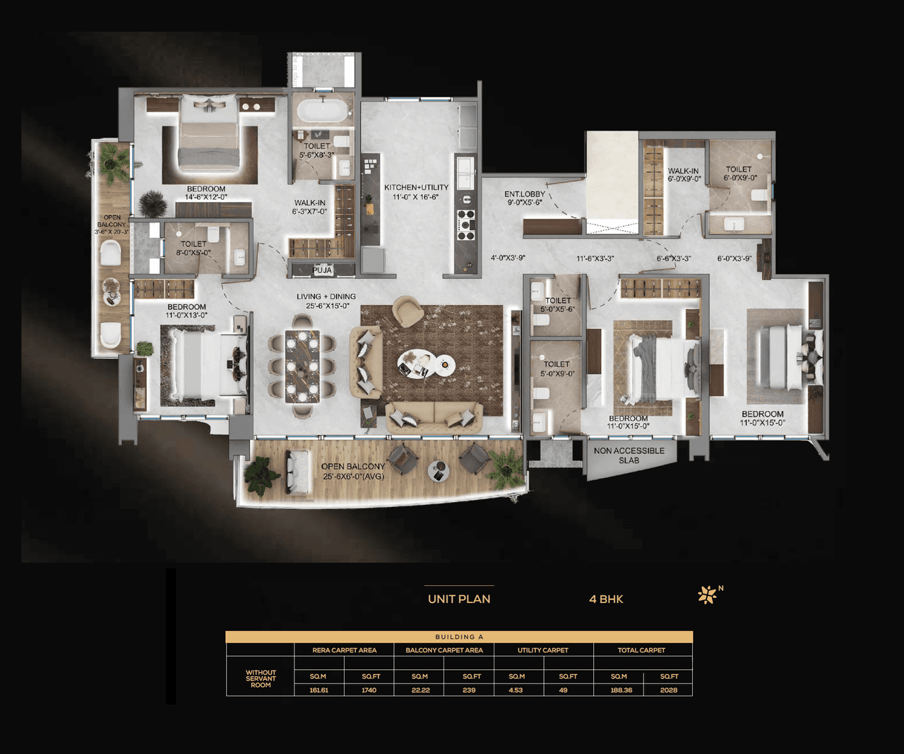 Unit plan - 2028 sq.ft.