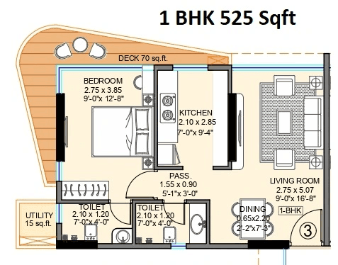 Unit plan - 525 sq.ft.