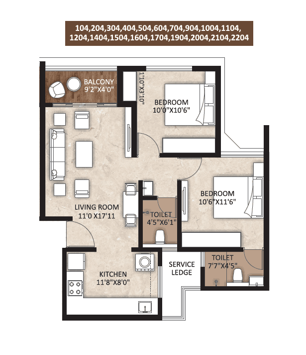 Unit plan - 681 sq.ft.