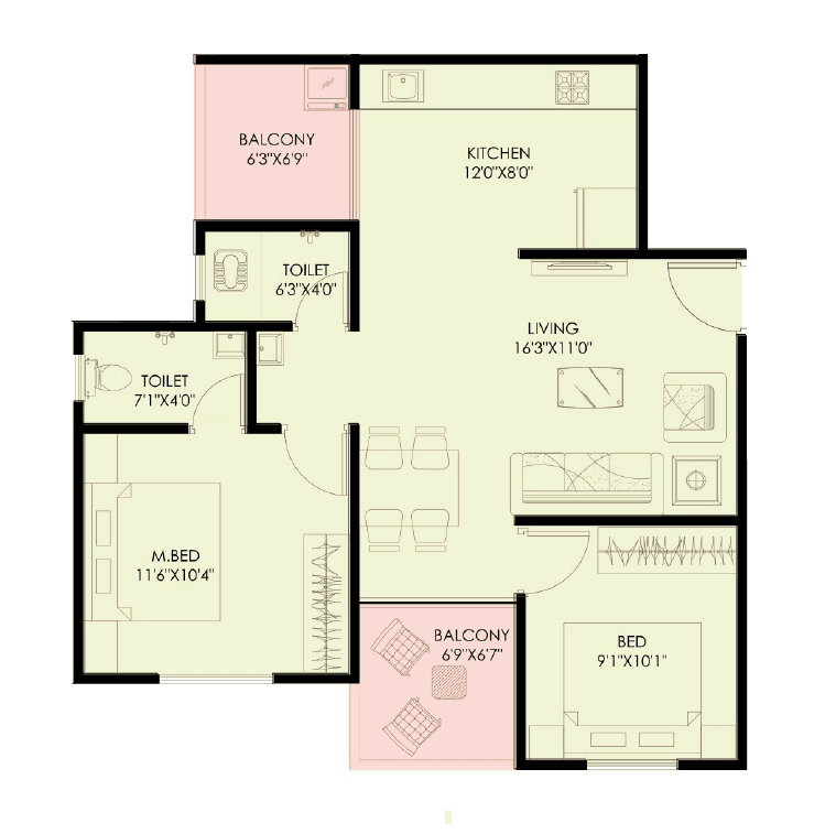 Unit plan - 701 sq.ft.