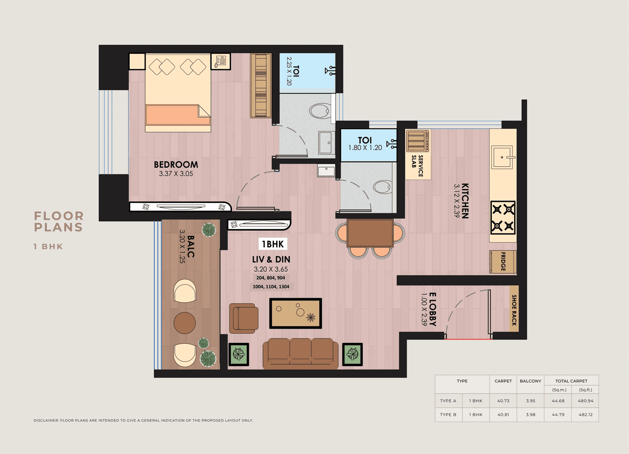 Unit plan - 480 sq.ft.