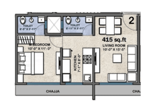 Unit plan - 415 sq.ft.