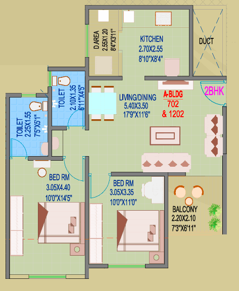 Unit plan - 742 sq.ft.