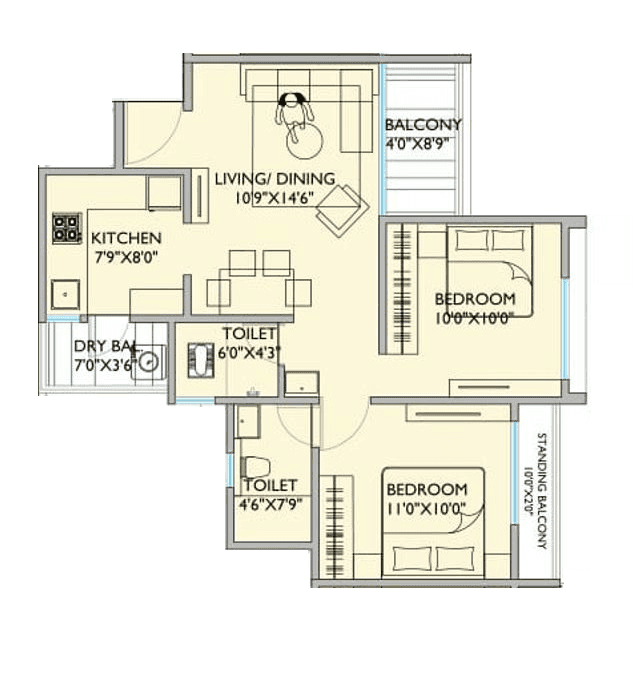 Unit plan - 633 sq.ft.