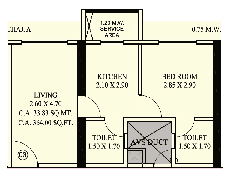 Unit plan - 364 sq.ft.