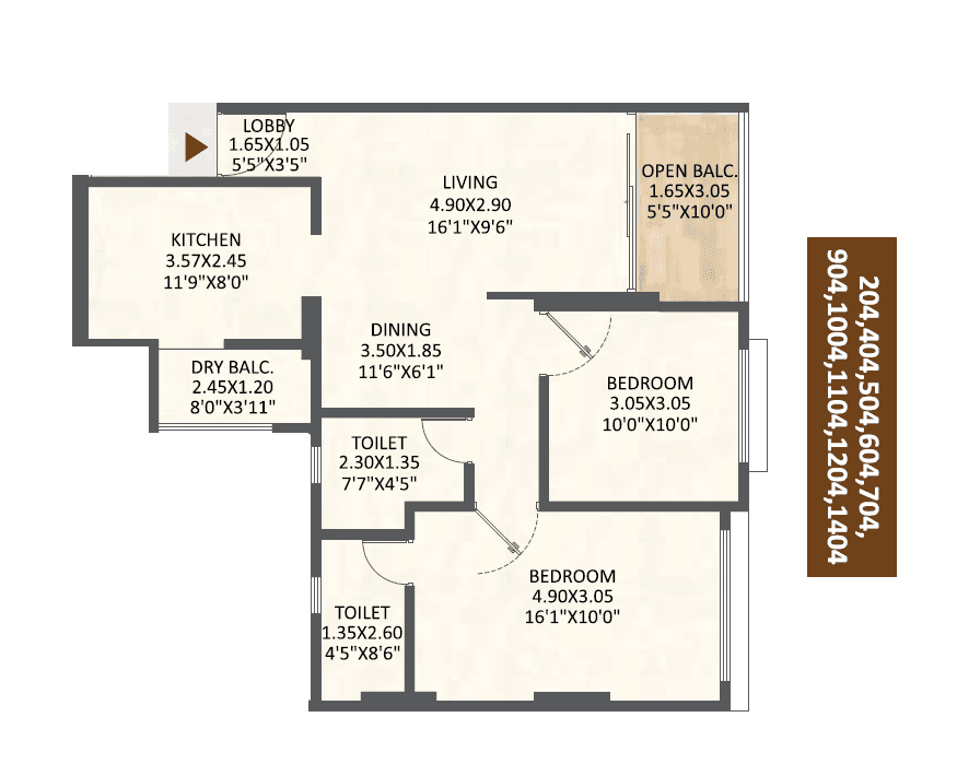Unit plan - 829 sq.ft.