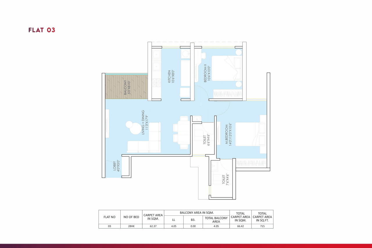Unit plan - 715 sq.ft.