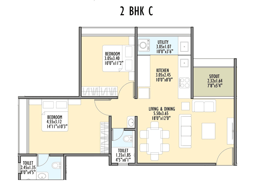 Unit plan - 752 sq.ft.