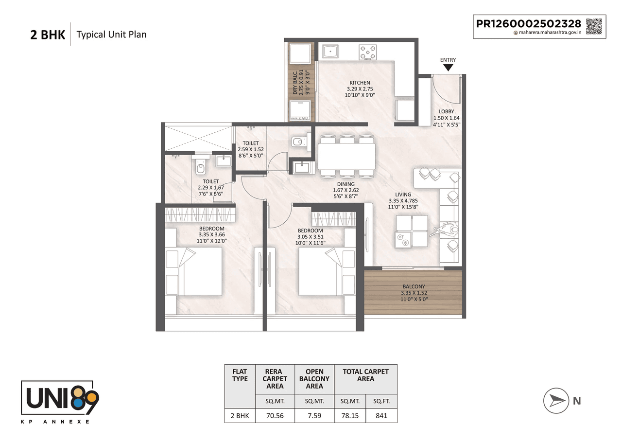Unit plan - 841 sq.ft.